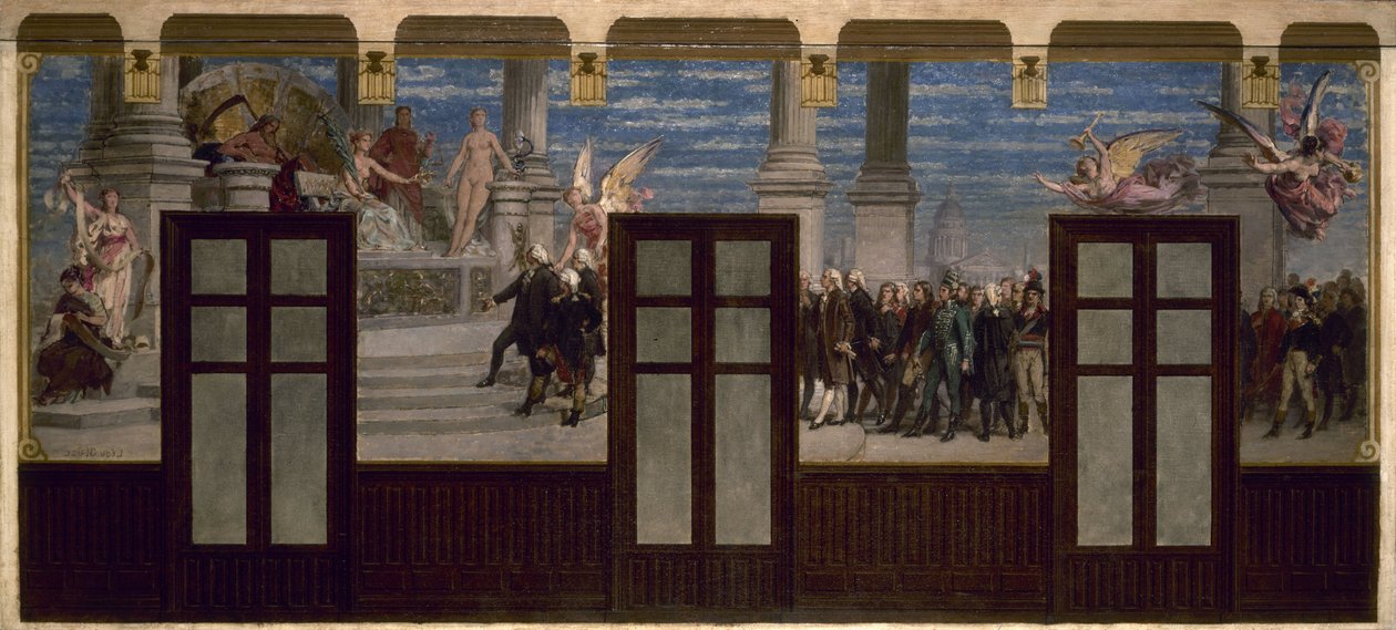 Boceto para el ayuntamiento del distrito 20: Los grandes hombres de la Revolución ante el Tribunal de la Posteridad de Pierre Paul Lêon Glaize