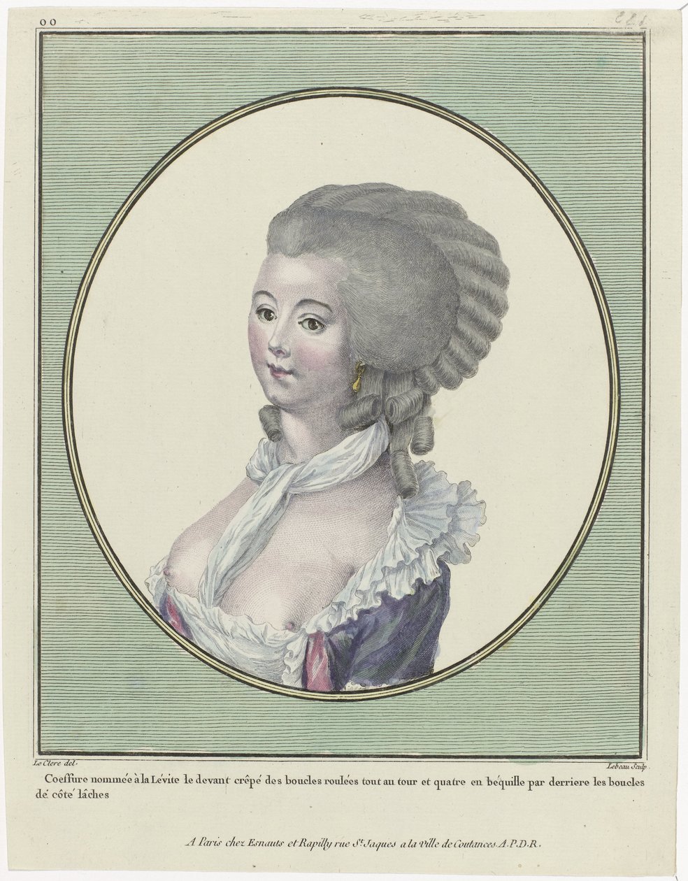 Gallerie des Modes et Costumes Français, 1781, oo 221: Coeffure nommée à la Levit (...) de Pierre Adrien Le Beau