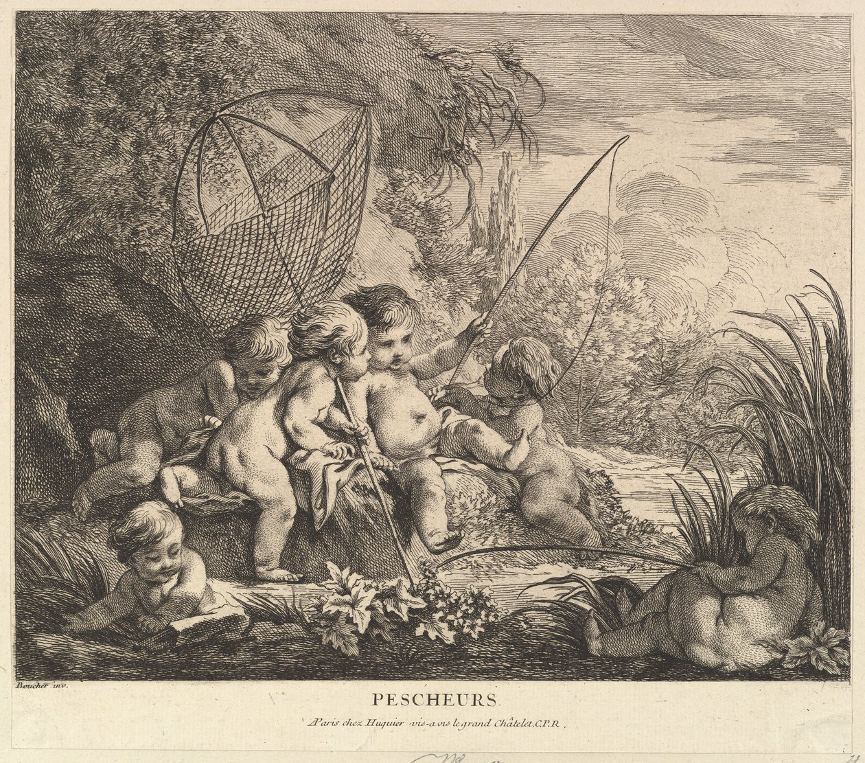 Niños pescando, ca. 1738 de Pierre Alexandre Aveline