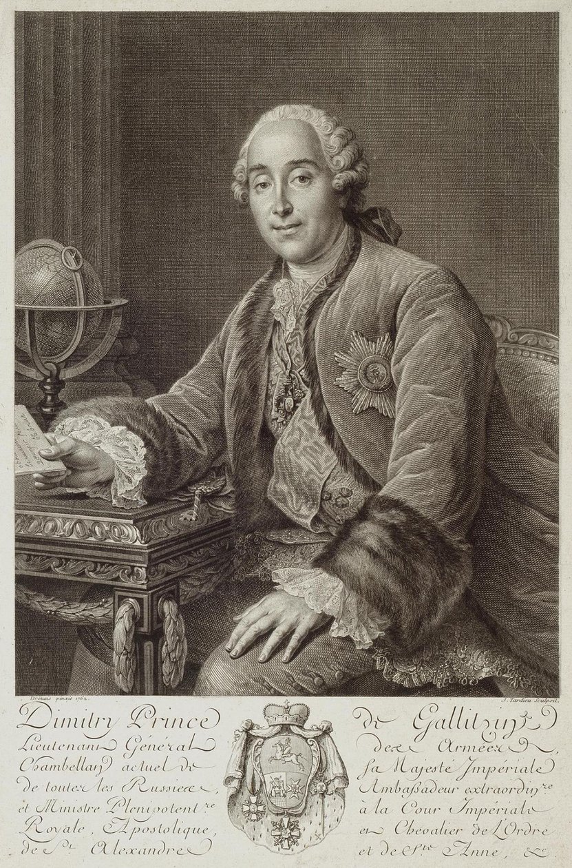 Retrato del príncipe Dmitriy Mikhailovich Golitsyn 1721-1793, 1762 de Pierre Alexandre Tardieu