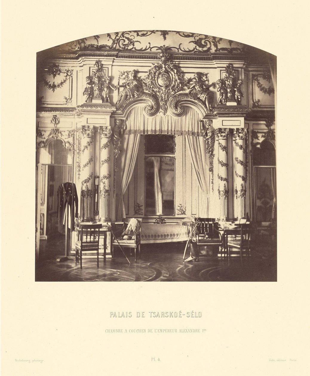 Palacio Tsárskoe-Selo, dormitorio del emperador Alejandro I de Pierre Ambrose Richebourg