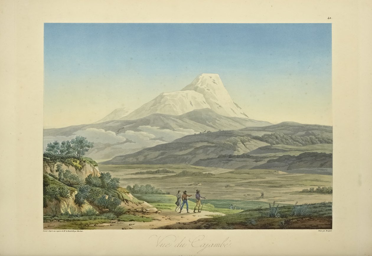 Vista de Cajambe, grabado por Bouquet, ilustración de 