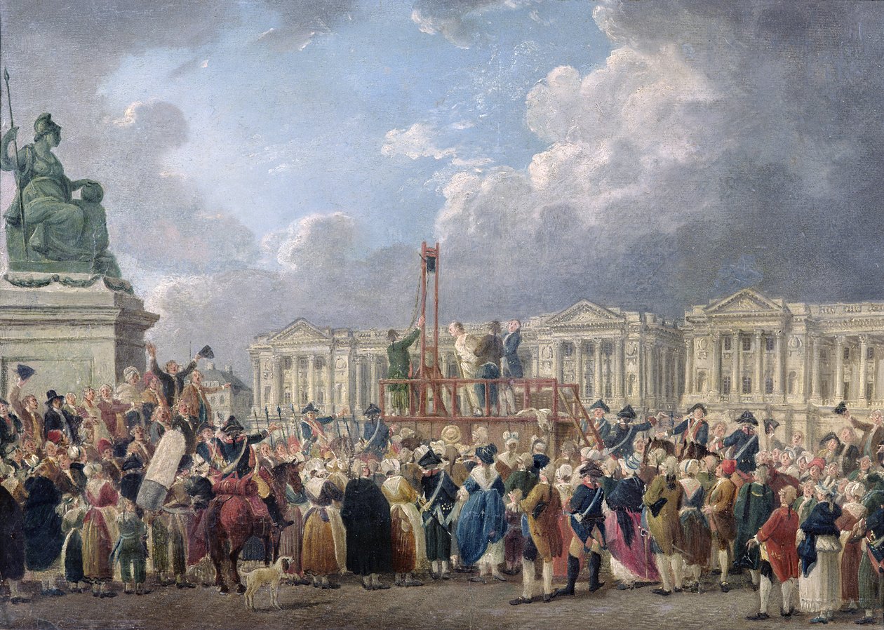 Una ejecución, Place de la Révolution, entre agosto de 1793 y junio de 1794 de Pierre Antoine Demachy