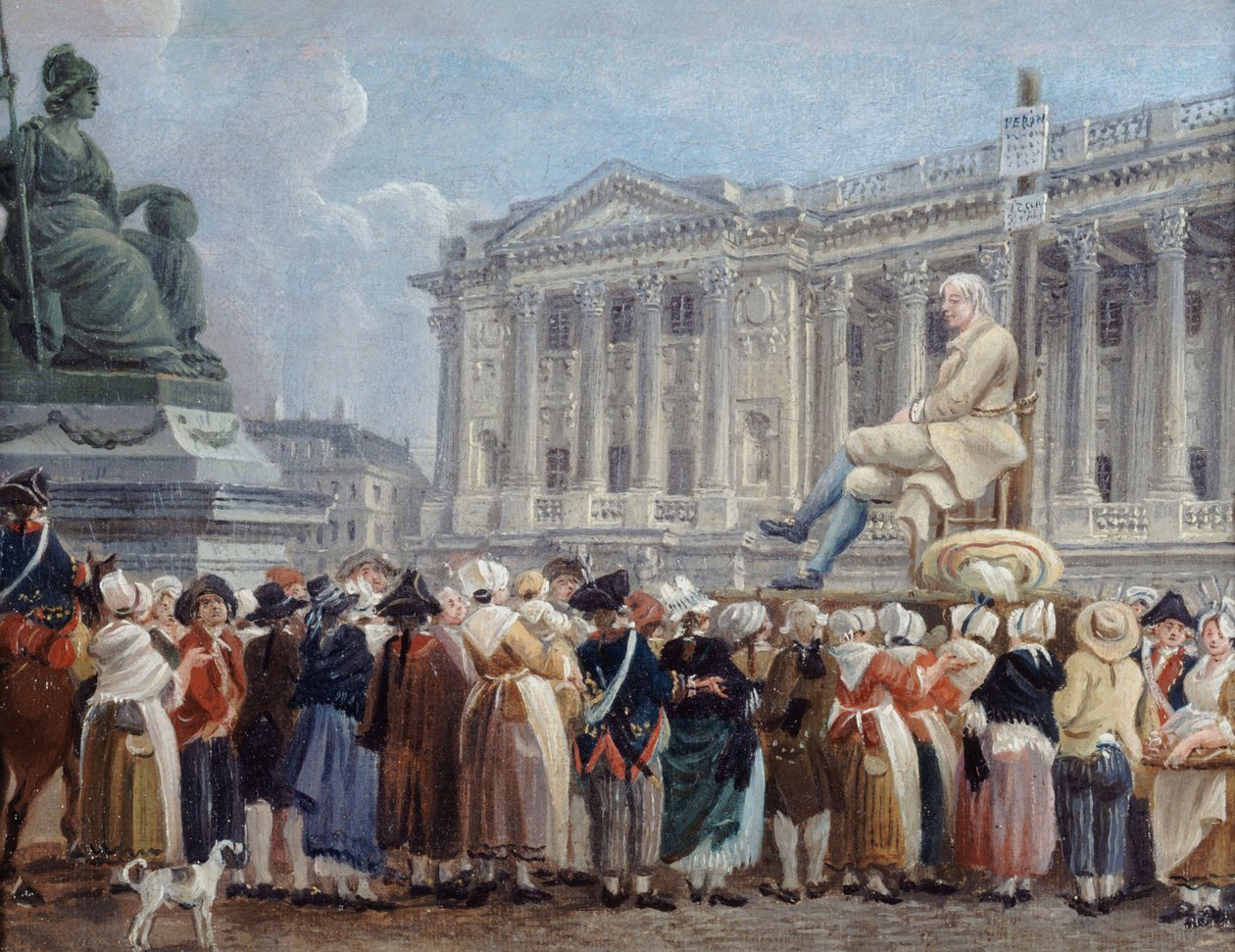 Exposición de Pierre Nicolas Perrin en la plaza de la Revolución, el 29 vendimiario, c. 1793 de Pierre Antoine Demachy