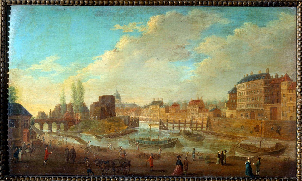 Vista de la Isla Louviers y la Punta de la Isla Saint Louis. Vistas del Puerto Saint Paul de Pierre Antoine Demachy