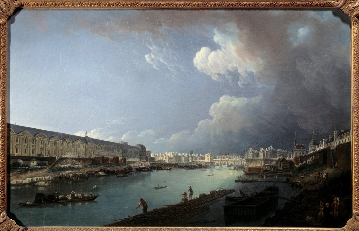 Vista del Louvre y la Île de la Cité tomada desde el Pont Royal de Pierre Antoine Demachy