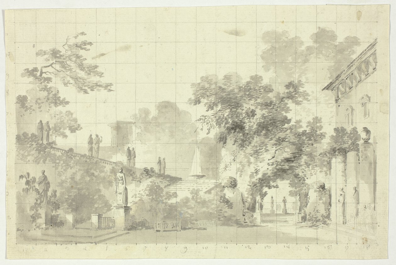 Vista del parque de Versalles: Estatuas y fuente de Pierre Antoine Mongin