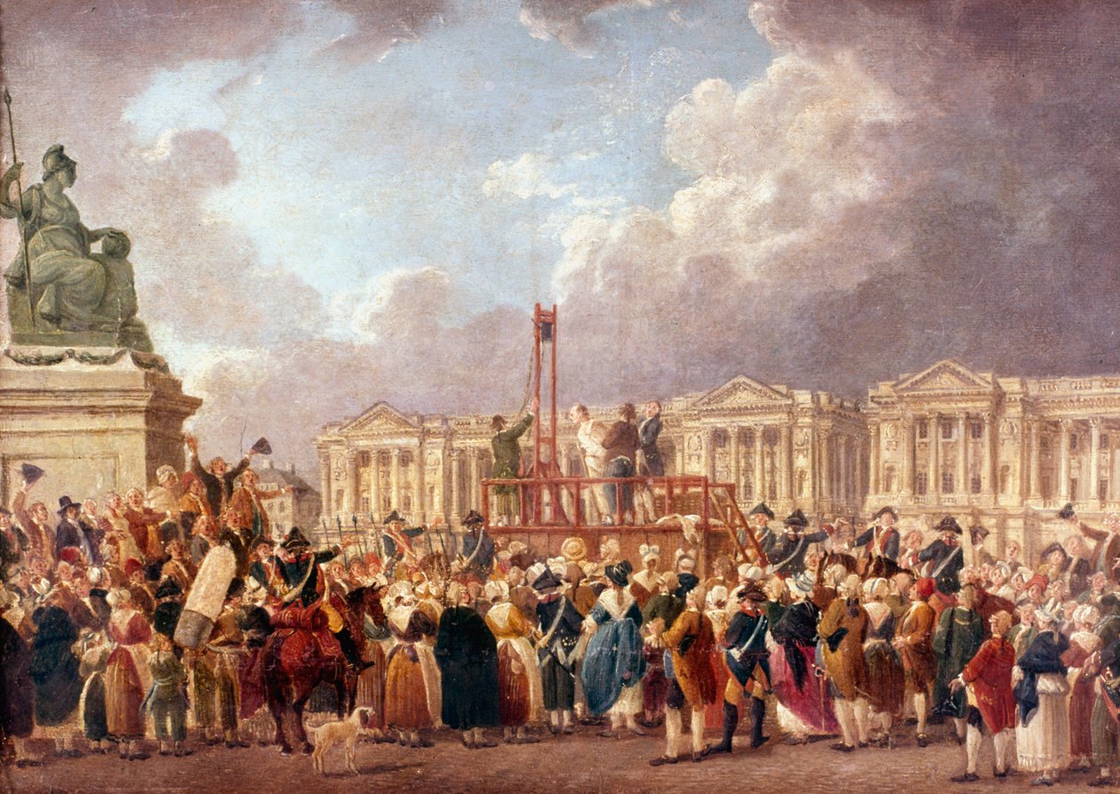 Ejecución por guillotina en París durante la Revolución Francesa, 1790s 1793-1807 de Pierre Antoine de Machy