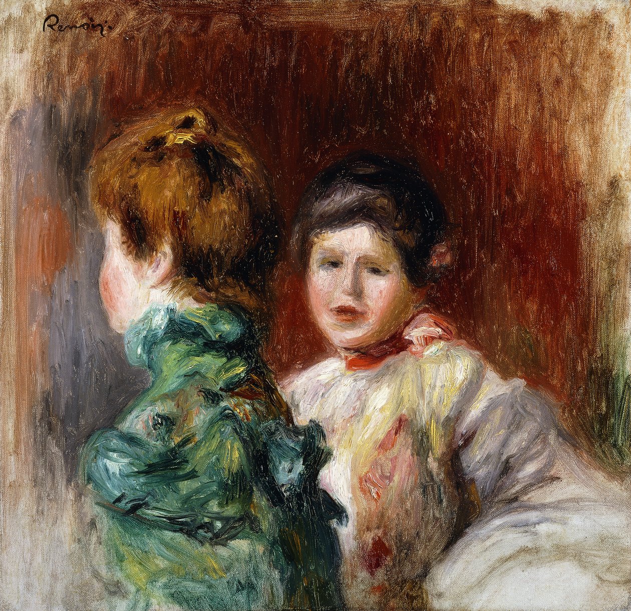 Boceto de las cabezas de dos mujeres de Pierre Auguste Renoir