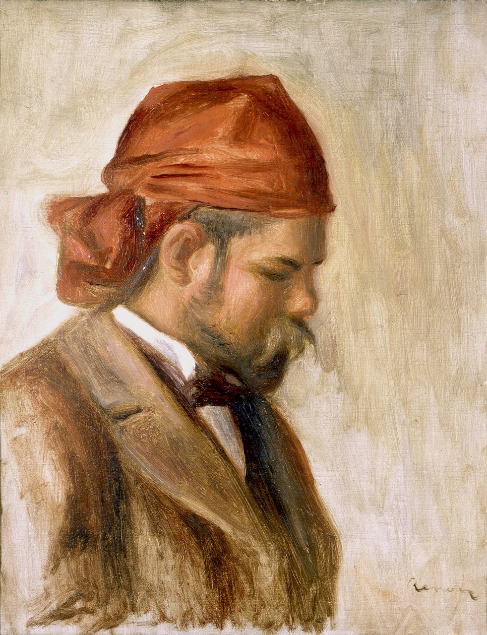 Ambroise Vollard con un pañuelo rojo de Pierre Auguste Renoir