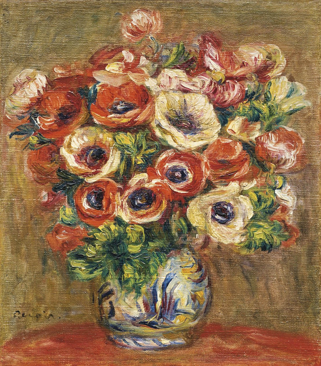 Anémonas en un jarrón, c. 1915 de Pierre Auguste Renoir