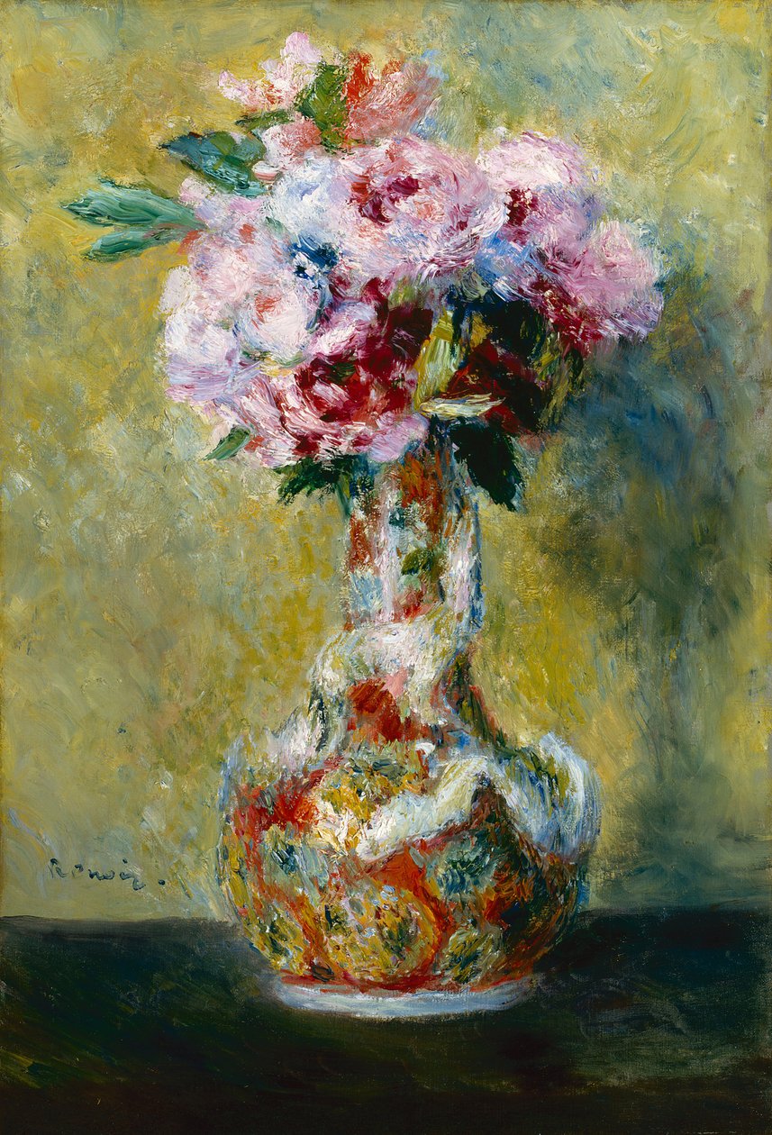 ""Ramo de flores en un jarrón japonés"" (Japonismo) Pintura de Pierre Auguste Renoir (1841-1919) 1878 Museo de Arte de Indianápolis Estados Unidos de Pierre Auguste Renoir