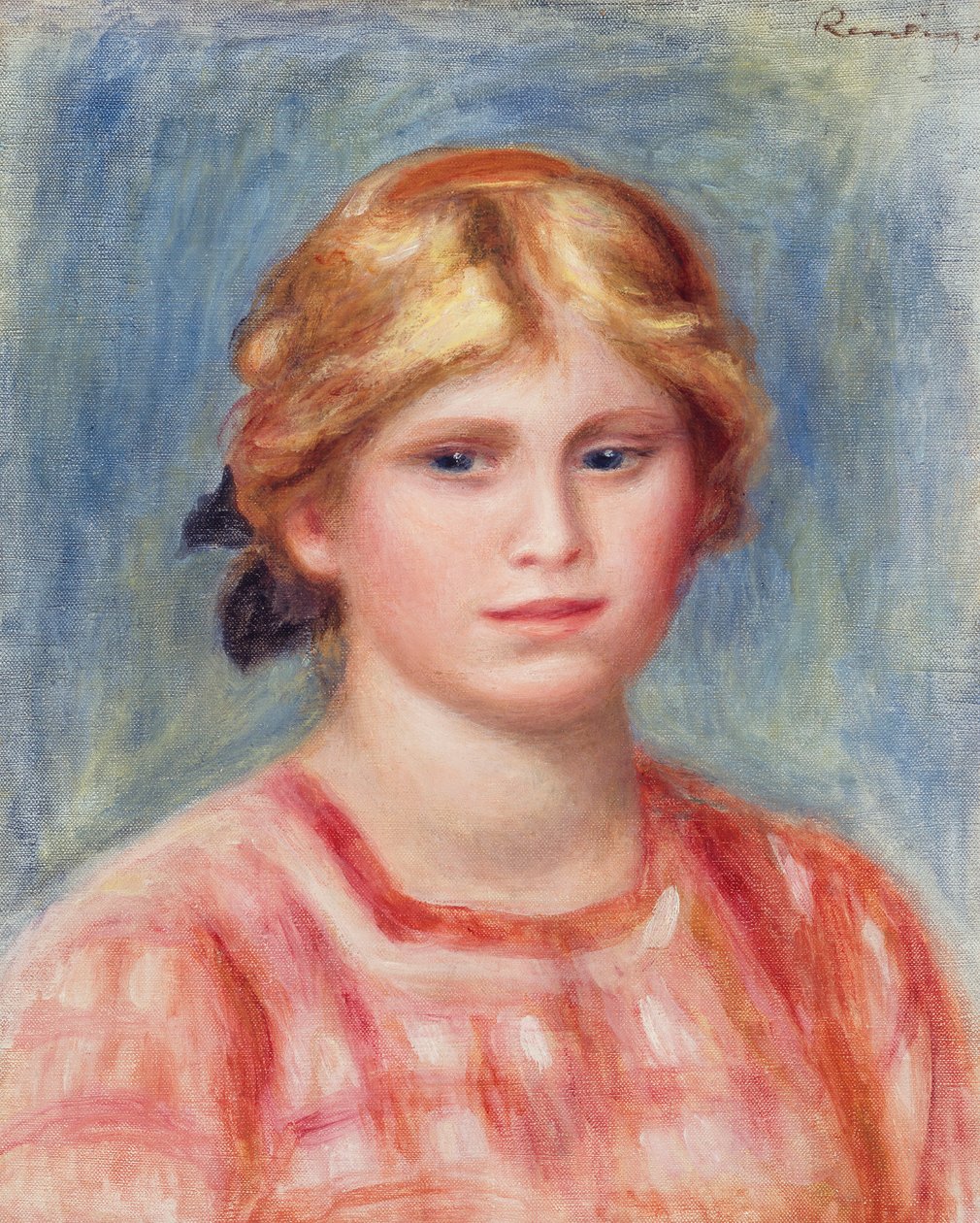 Busto de una mujer con blusa color rosa, 1905 de Pierre Auguste Renoir