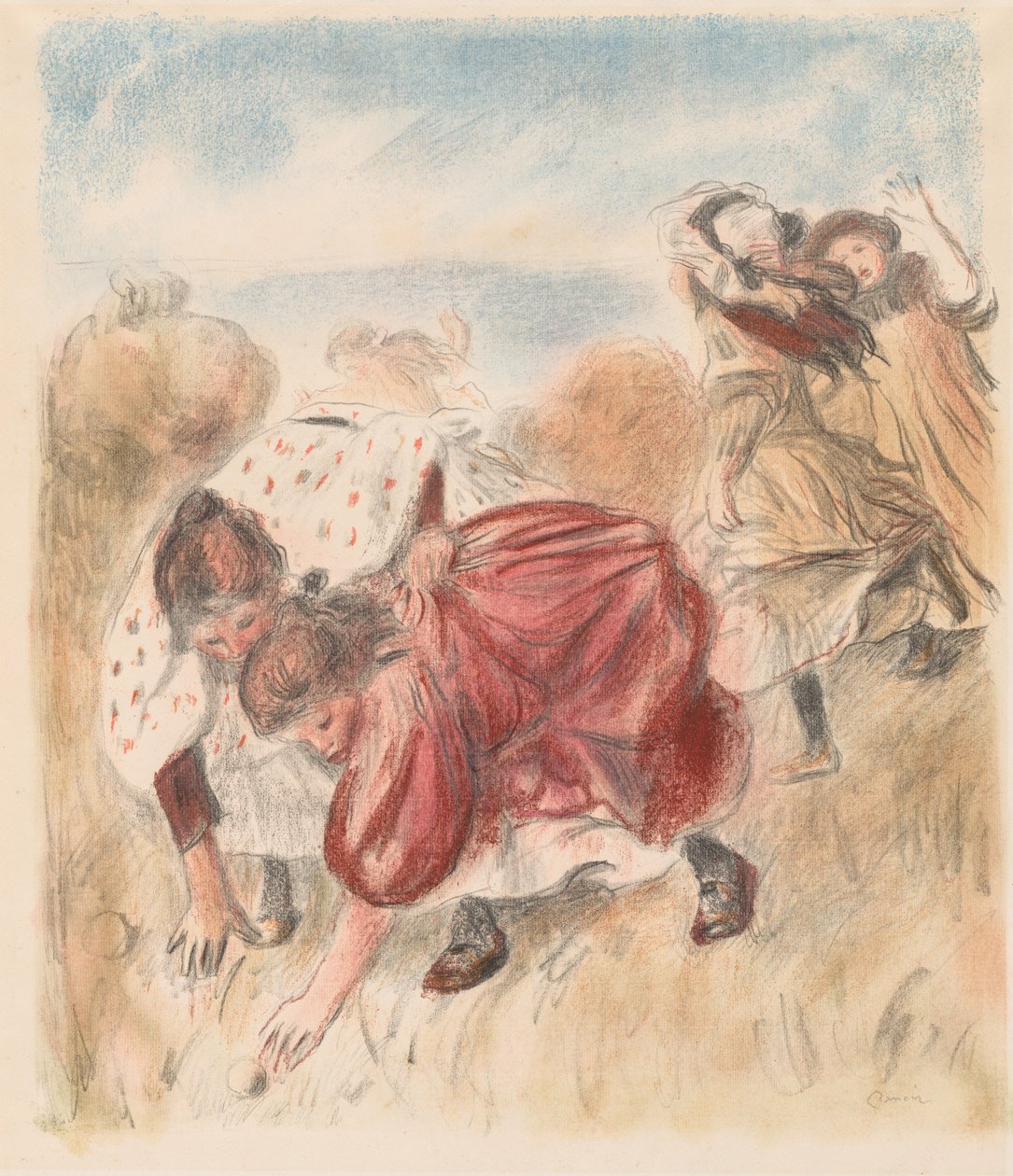 Niños jugando a la pelota, 1900 de Pierre Auguste Renoir