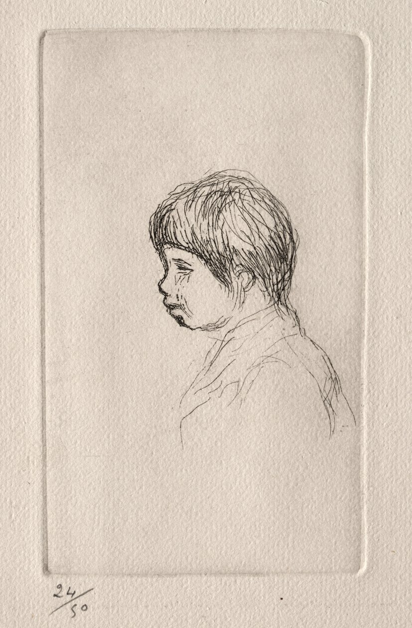 Claude Renoir, el hijo del artista, de perfil de Pierre Auguste Renoir
