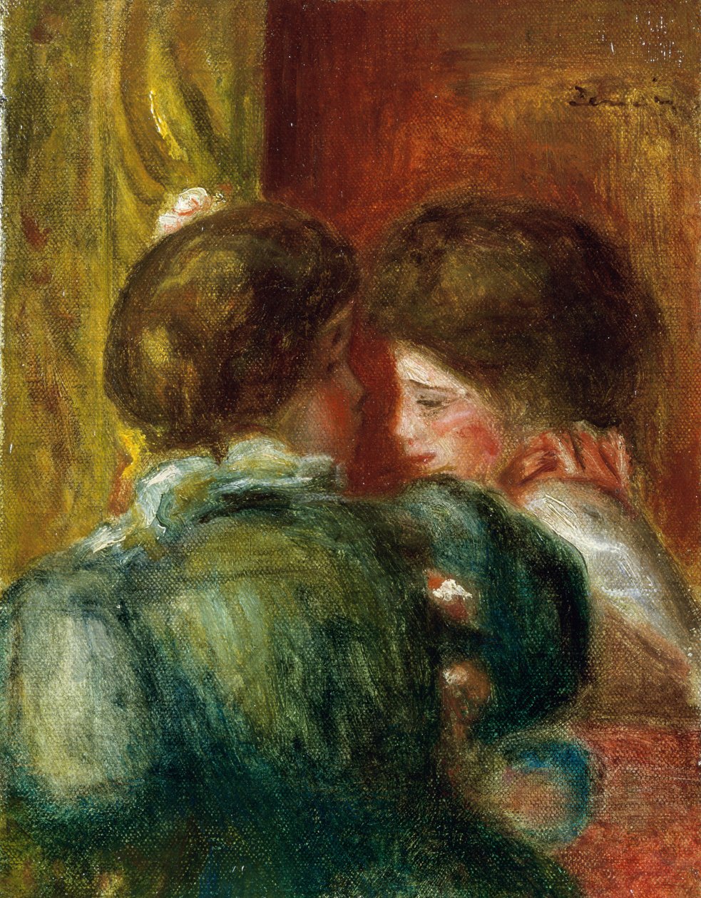 Dos cabezas de mujer o La Logia. Pintura de Pierre Auguste Renoir (Pierre-Auguste) (1841-1919). Óleo sobre lienzo. Colección particular de Pierre Auguste Renoir