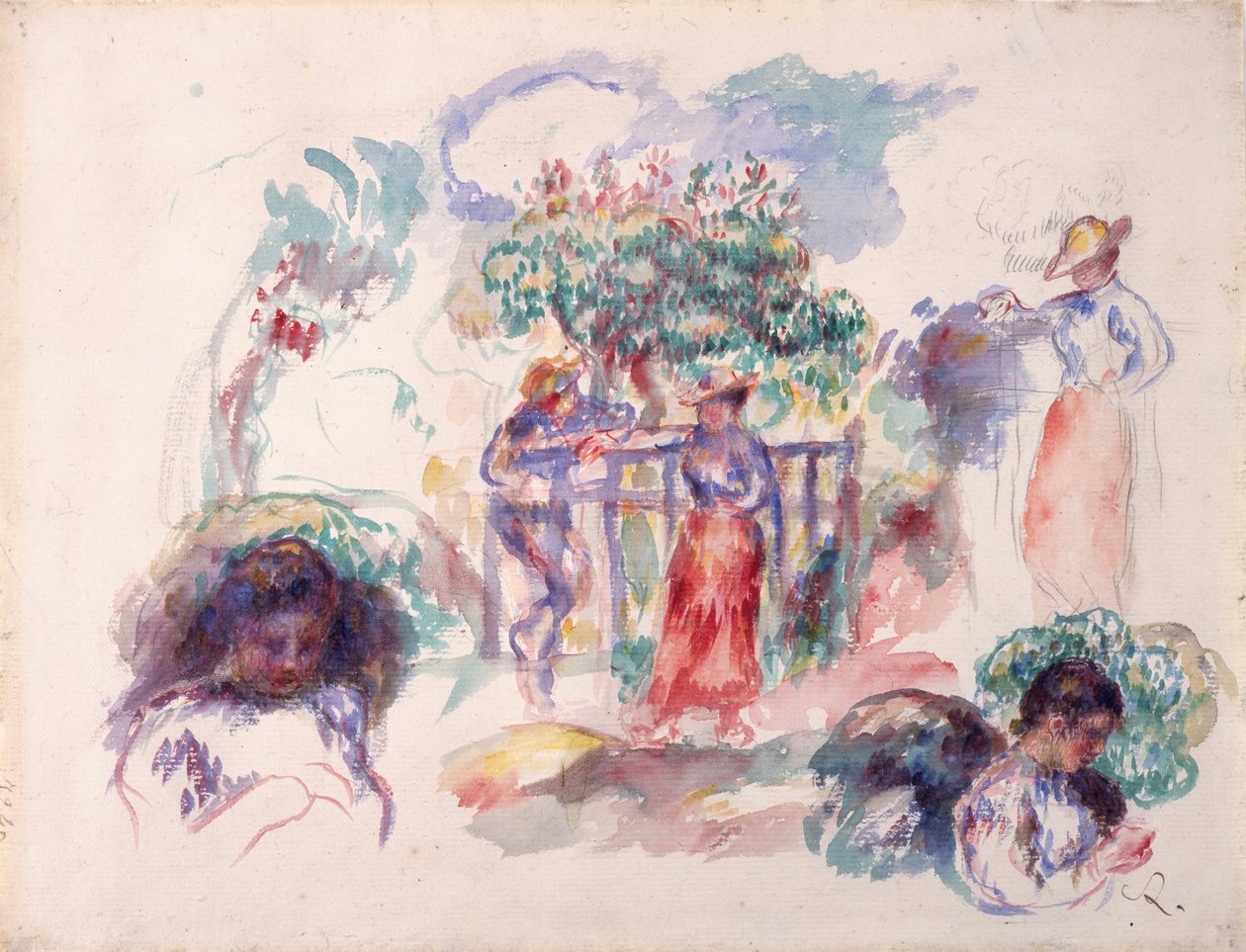 Figuras bajo un árbol de Pierre Auguste Renoir