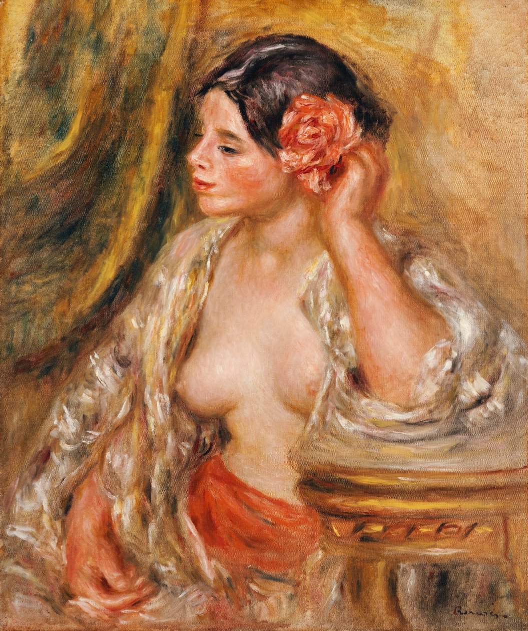 Gabrielle a su peinado, 1910 de Pierre Auguste Renoir