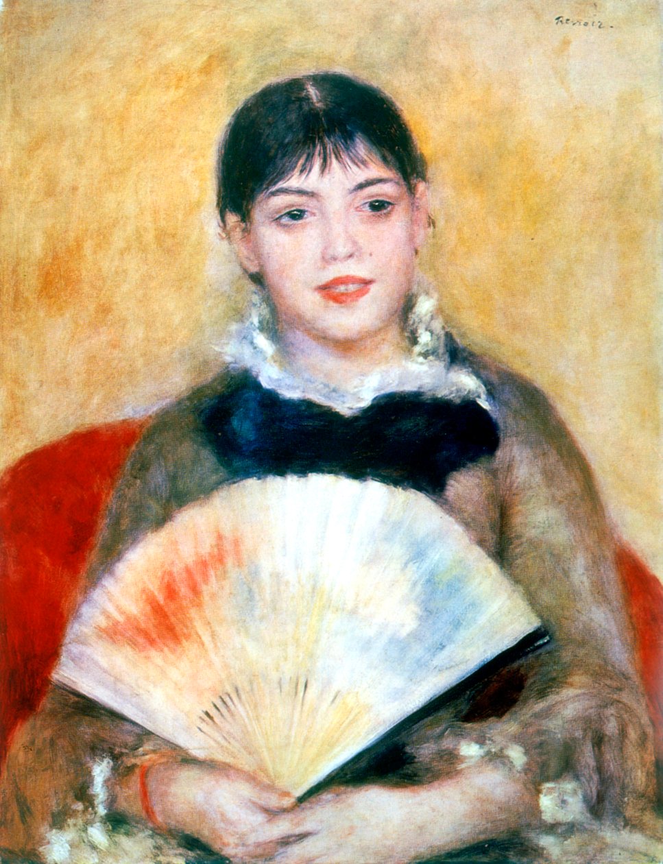 Chica con abanico, 1881 de Pierre Auguste Renoir