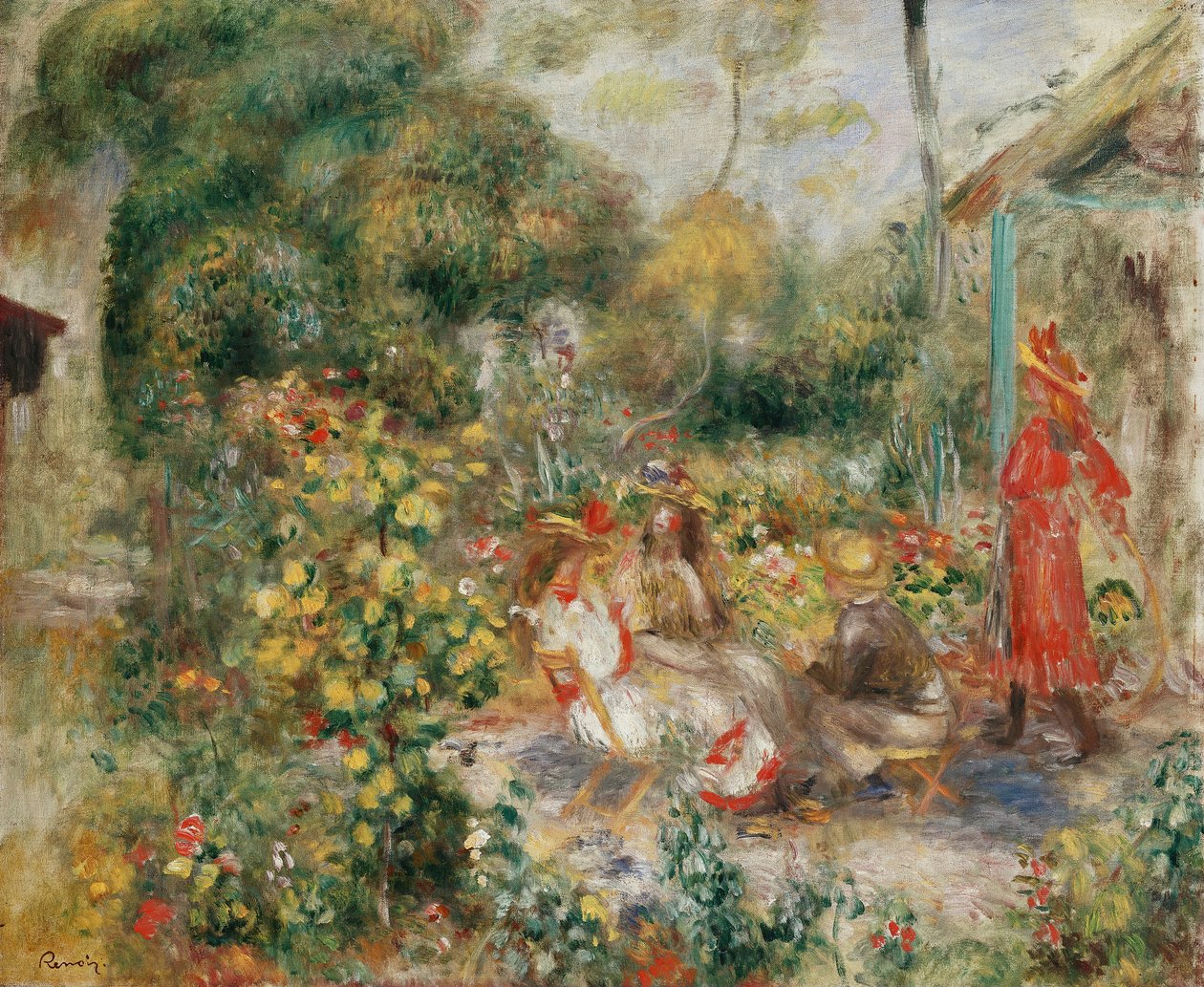Niñas en un jardín en Montmartre de Pierre Auguste Renoir