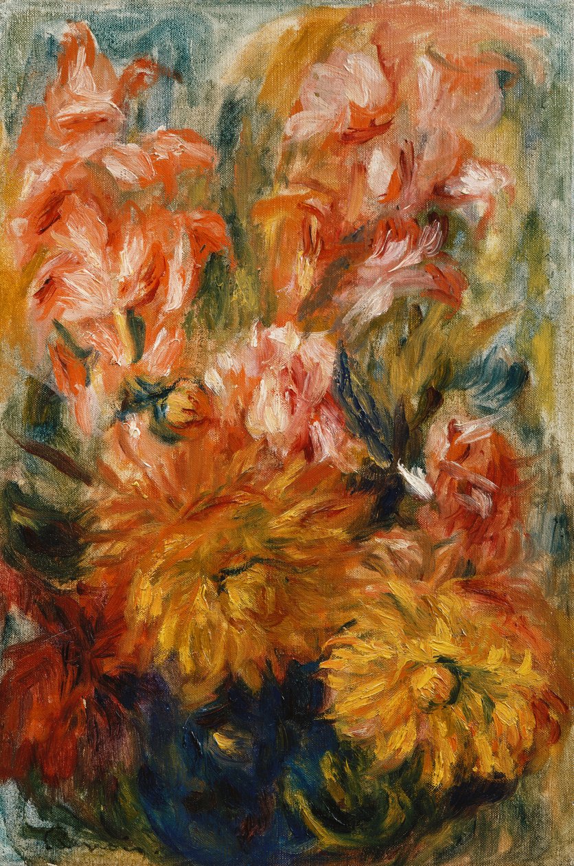 Gladiolos en un jarrón azul de Pierre Auguste Renoir