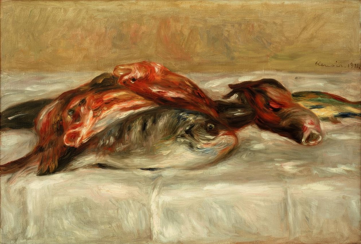 Naturaleza muerta con peces de Pierre Auguste Renoir