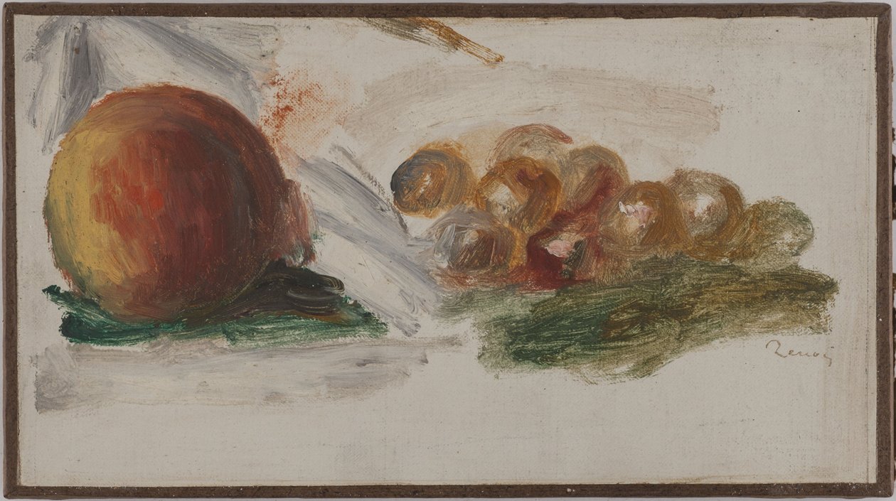 Melocotones y uvas, ca. 1914 (óleo sobre papel y lienzo) de Pierre Auguste Renoir