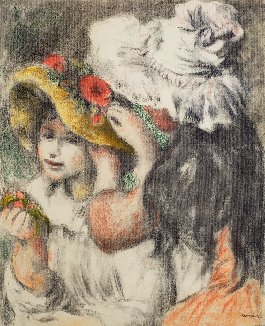 Colocando el sombrero, 1898 de Pierre Auguste Renoir