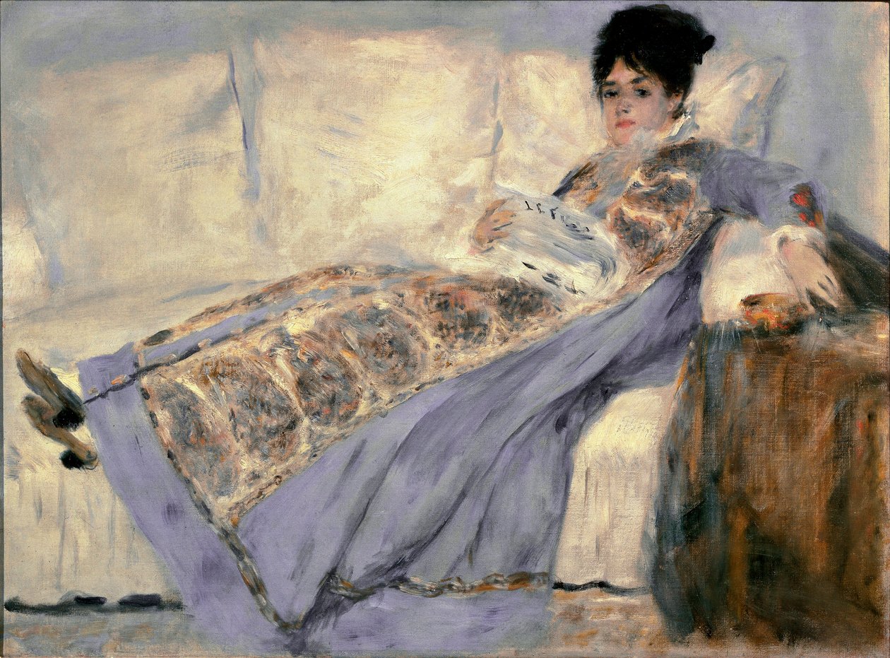 Retrato de Madame Monet (Camille Madame Monet leyendo el periódico “Le Figaro”) de Pierre Auguste Renoir