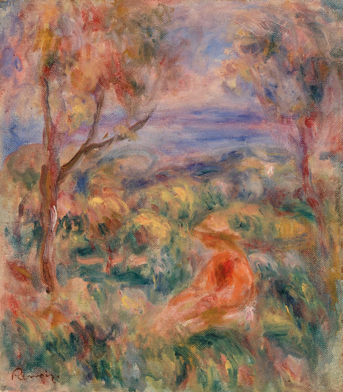 Mujer sentada con el mar a lo lejos (Femme assise au bord de la mer) de Pierre Auguste Renoir