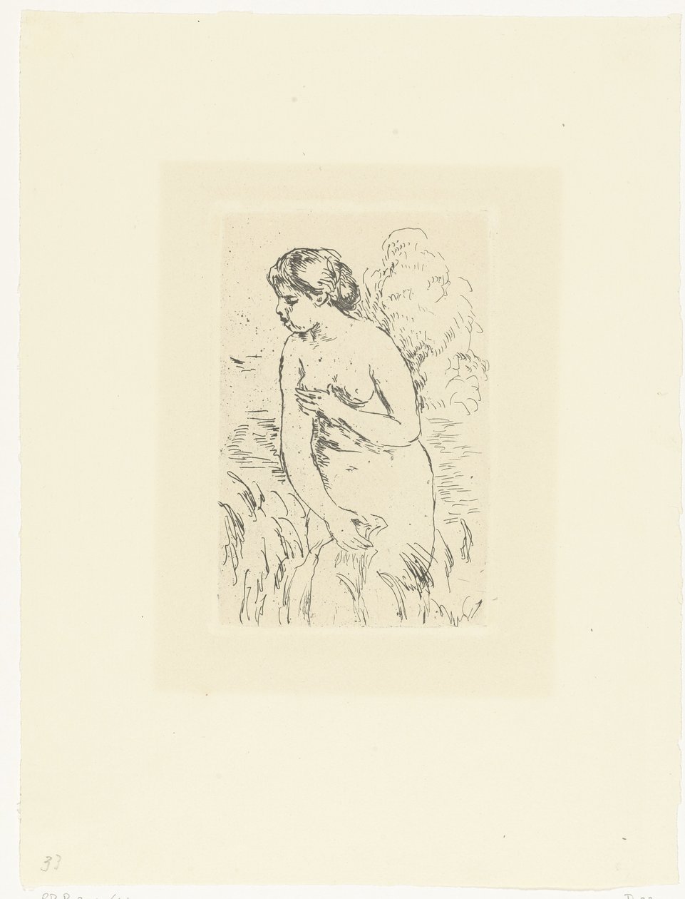 Mujer desnuda de pie o bañista
Baigneux debout a mi-jambes de Pierre Auguste Renoir