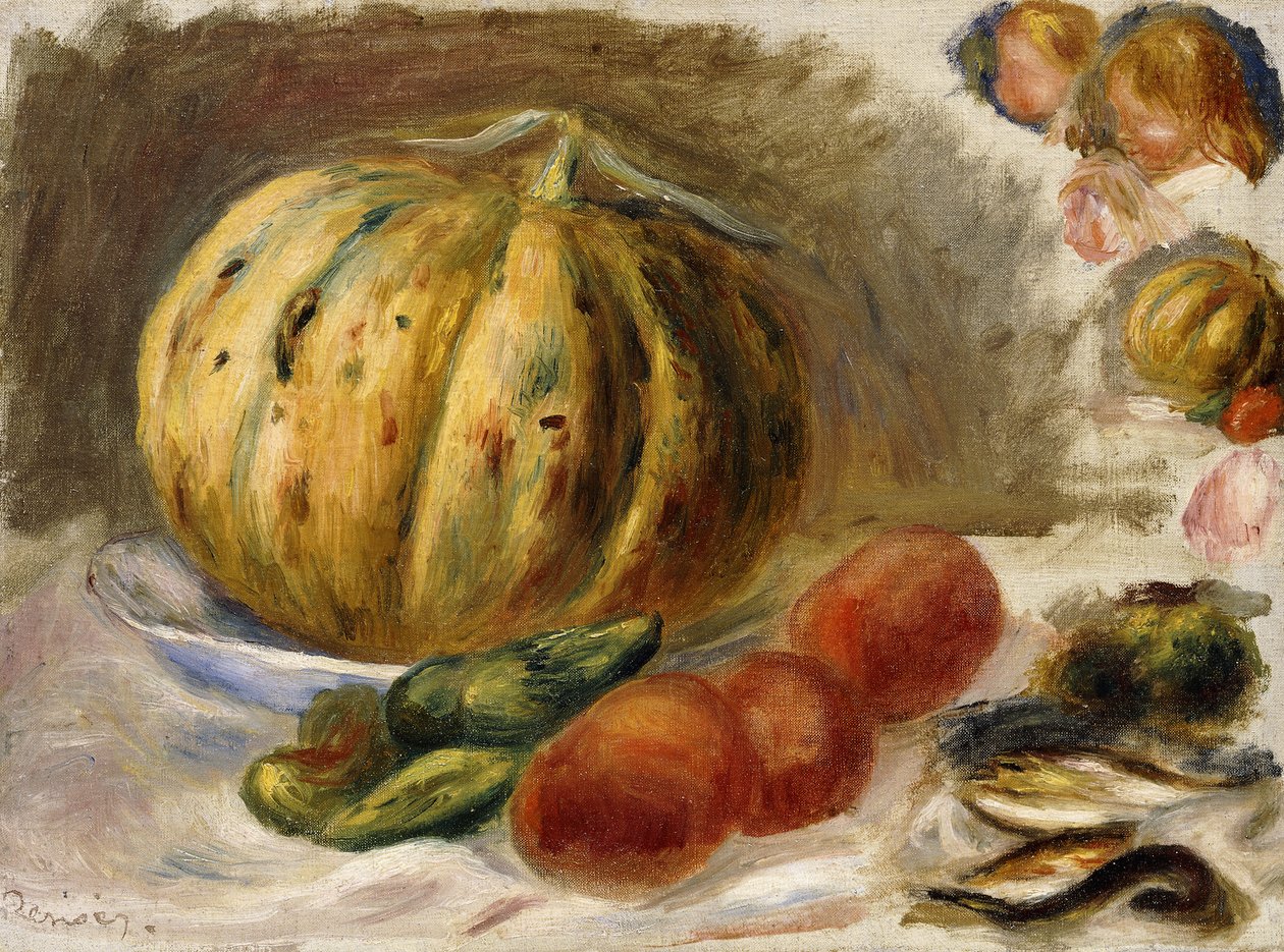 Naturaleza muerta con melón y tomates, c.1900 de Pierre-Auguste Renoir