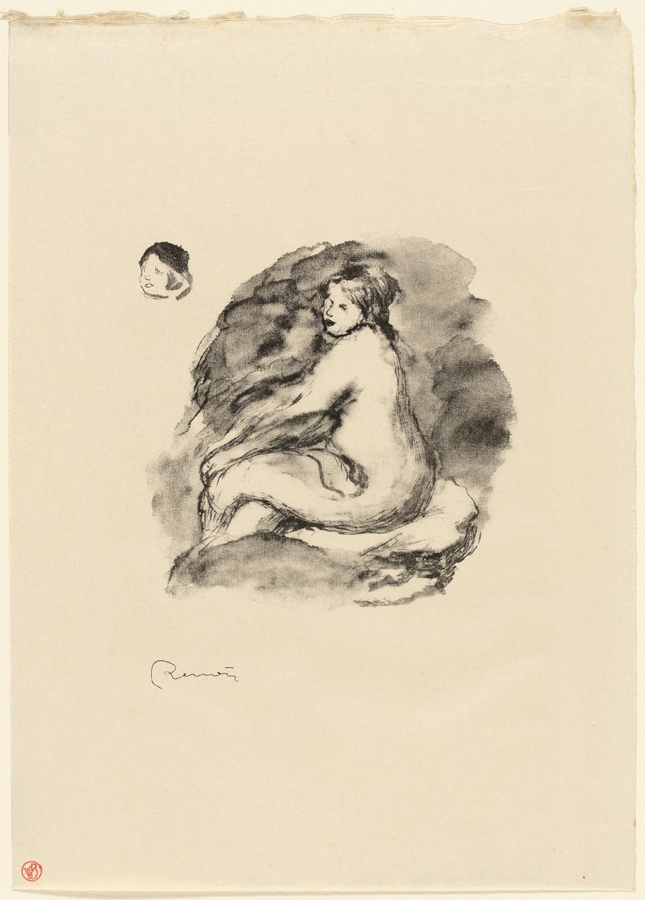 Estudio de desnudo femenino sentado, variante de Pierre Auguste Renoir
