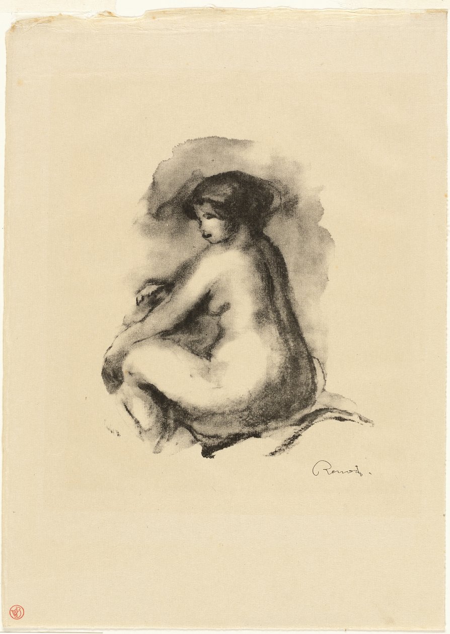 Estudio de mujer desnuda sentada de Pierre Auguste Renoir
