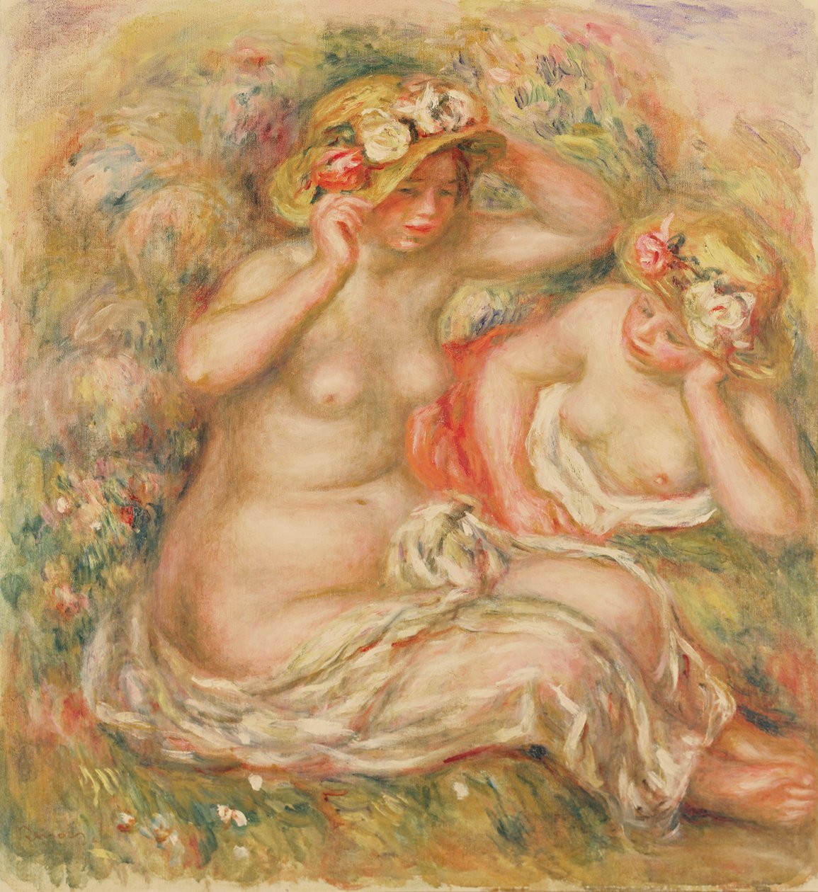 Dos desnudos con sombreros de Pierre Auguste Renoir
