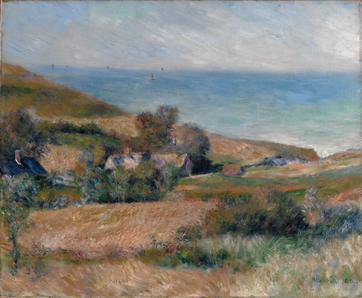 Vista de la costa cerca de Wargemont en Normandía, 1880 de Pierre Auguste Renoir