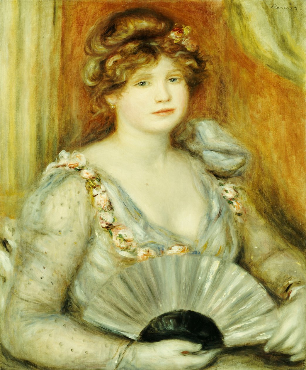 Mujer con un Abanico de Pierre Auguste Renoir