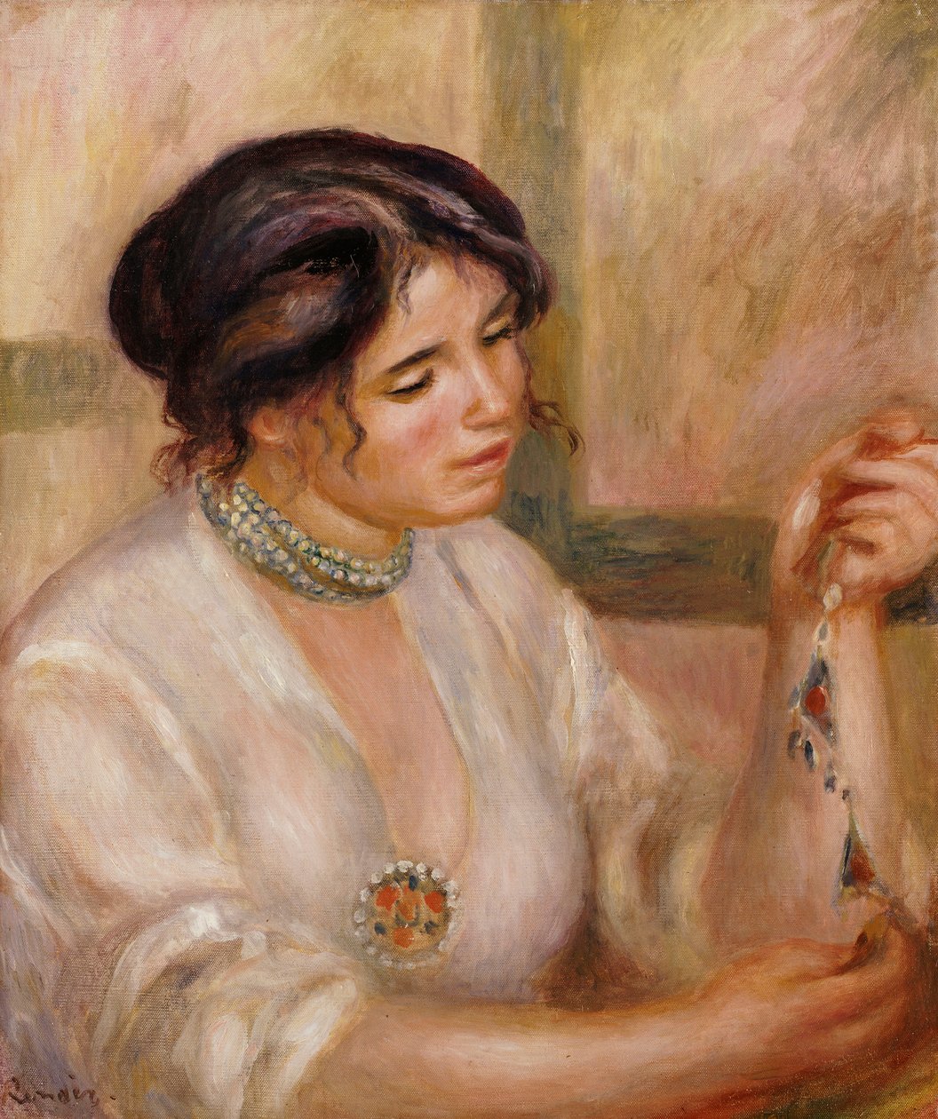 Mujer con un Collar de Pierre Auguste Renoir