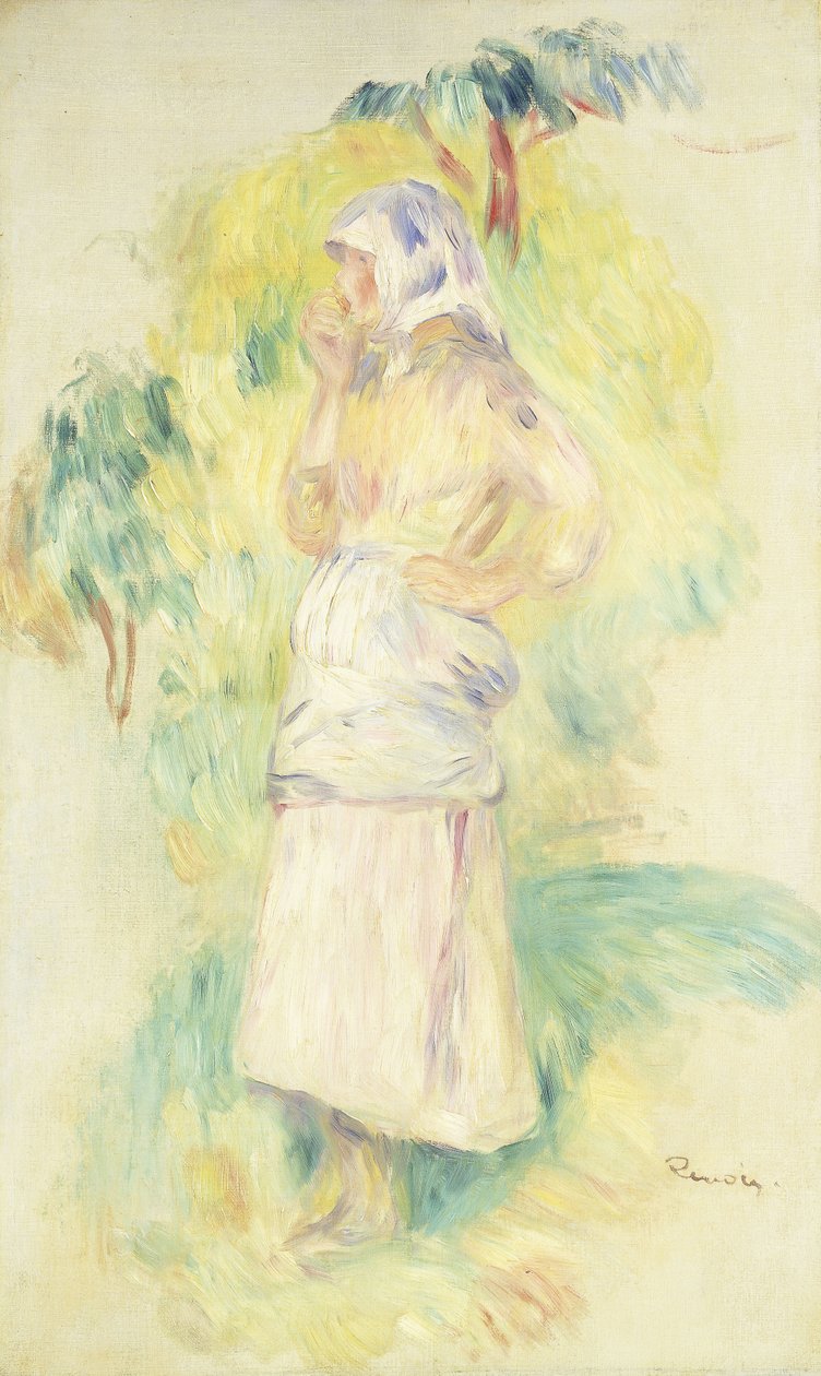 Joven campesina comiendo una manzana, c.1894 de Pierre Auguste Renoir
