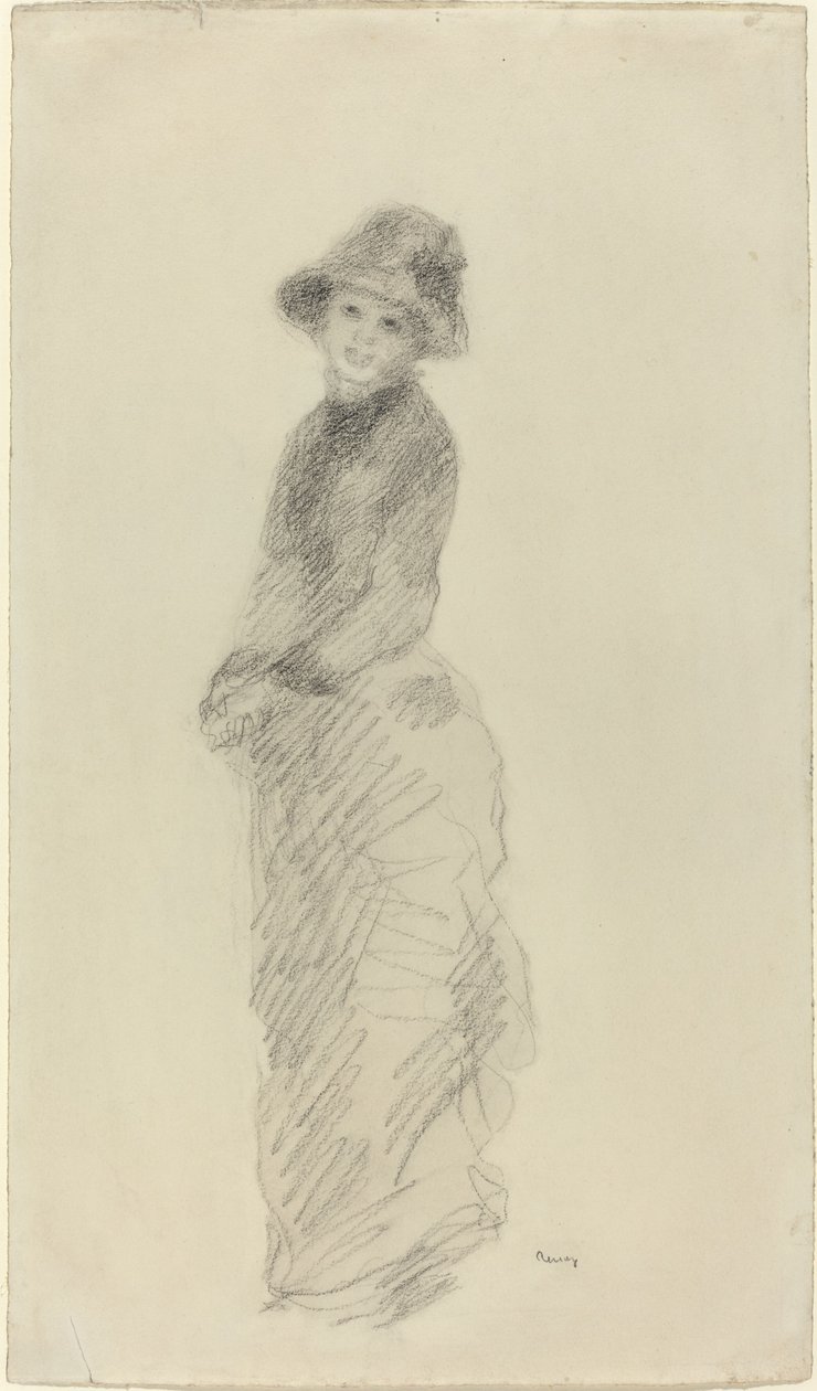 Joven Mujer de Pie, c. 1880 de Pierre Auguste Renoir