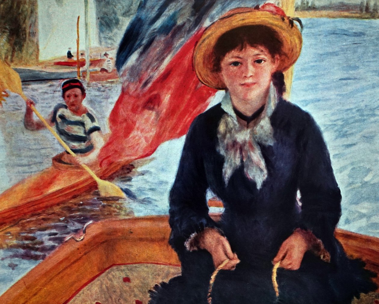 Mujer joven en un barco (Lise Trehot) de Pierre Auguste Renoir