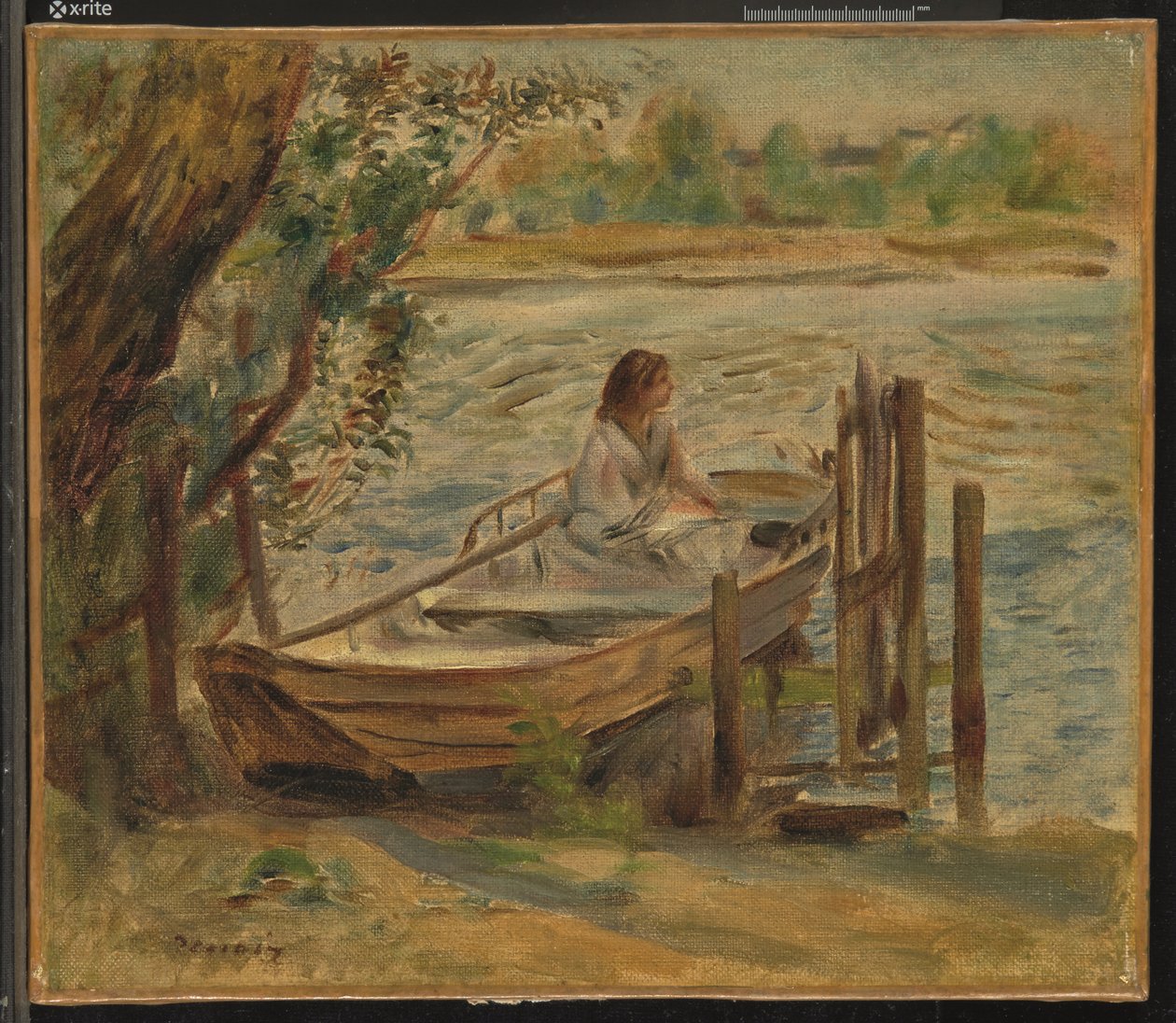 Mujer joven en un barco de Pierre Auguste Renoir
