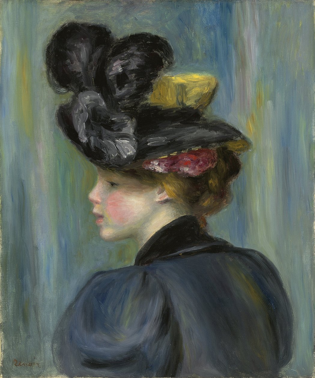 Joven con sombrero negro de Pierre Auguste Renoir