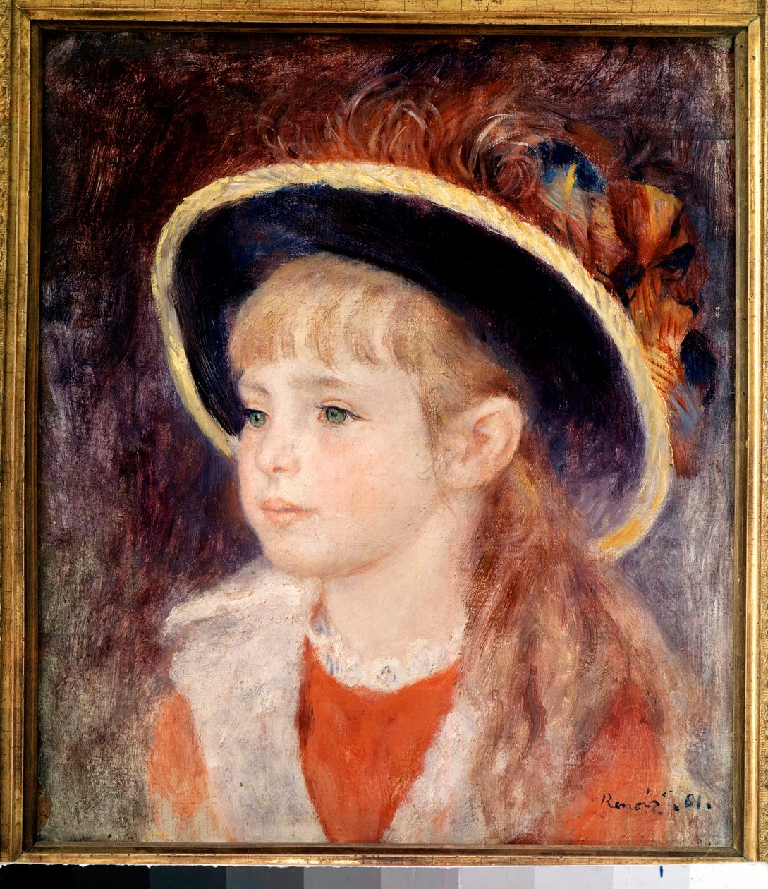 Joven con sombrero azul: retrato de Jeanne (Jane) Henriot (1878-1900), muerta quemada viva en el incendio de la Comédie Française el 9 de marzo de Pierre Auguste Renoir