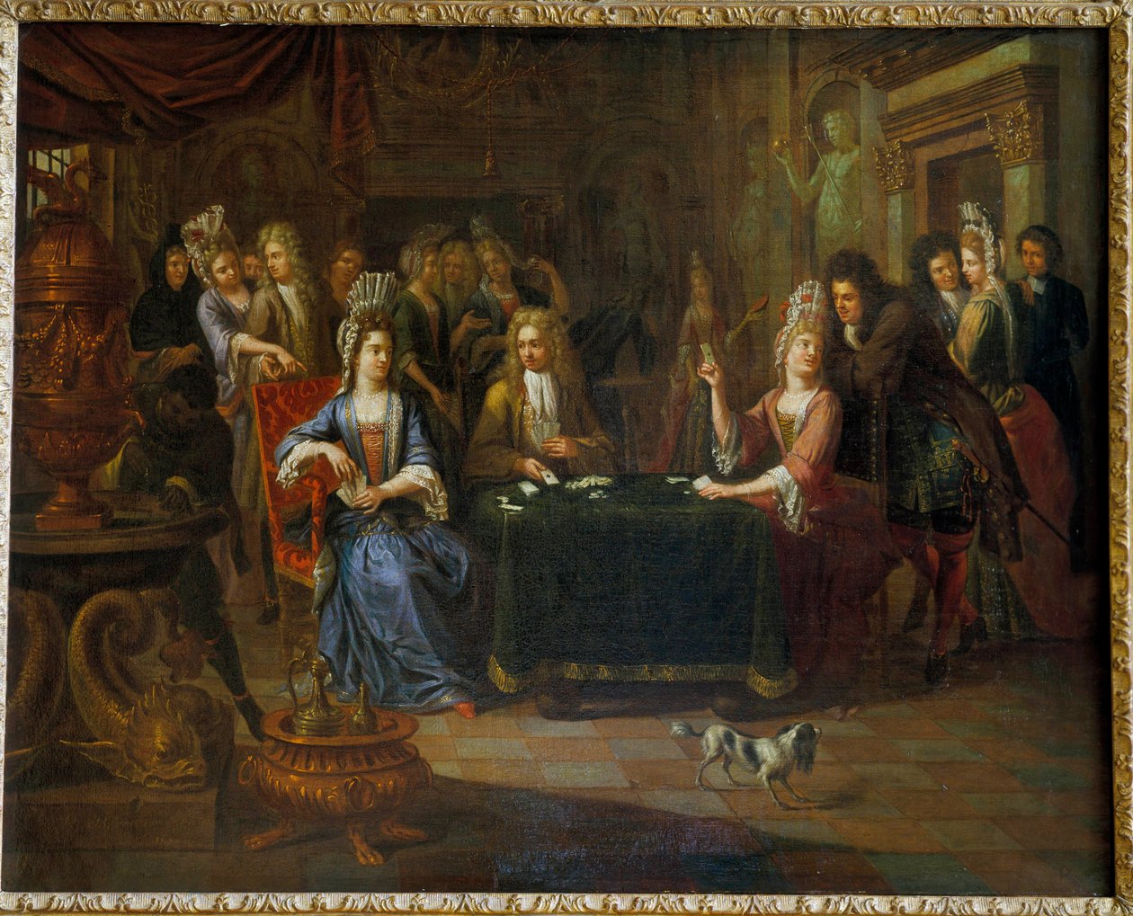 Nobles jugando a las cartas en un salón. Pintura de Pierre Bergaigne (1652-1708) 1699 Arras, Museo de Bellas Artes de Pierre Bergaigne
