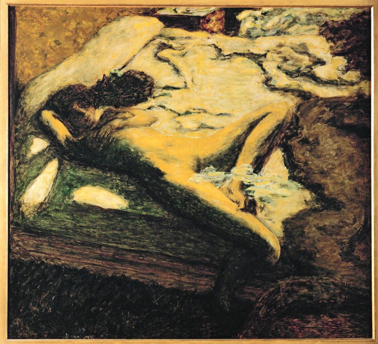 Mujer dormitando en su cama ... (pintura sobre lienzo) de Pierre Bonnard