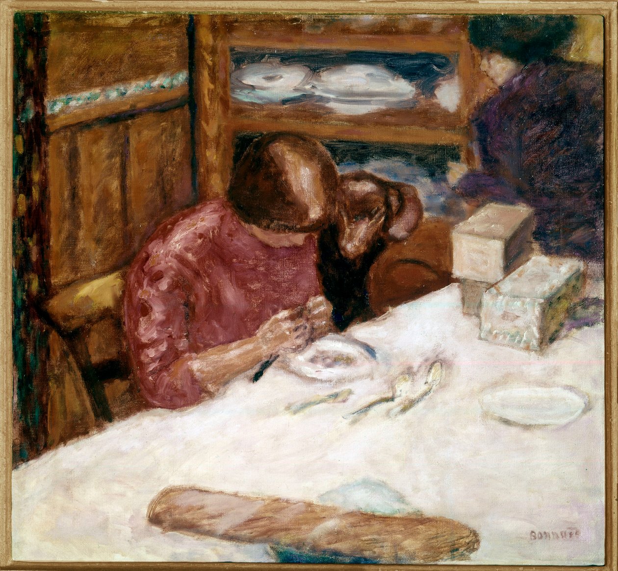 Interior Mujer ocupada con tareas domésticas. Pintura de Pierre Bonnard (1867-1947) 1914. Colección privada de Pierre Bonnard