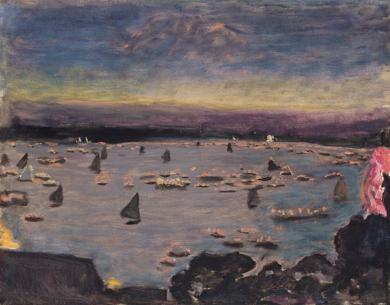 Procesión de linternas en el Outer Alster, 1913 de Pierre Bonnard