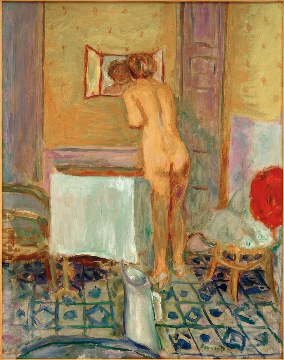 Desnudo con tela roja o Desnudo en el tocador de Pierre Bonnard