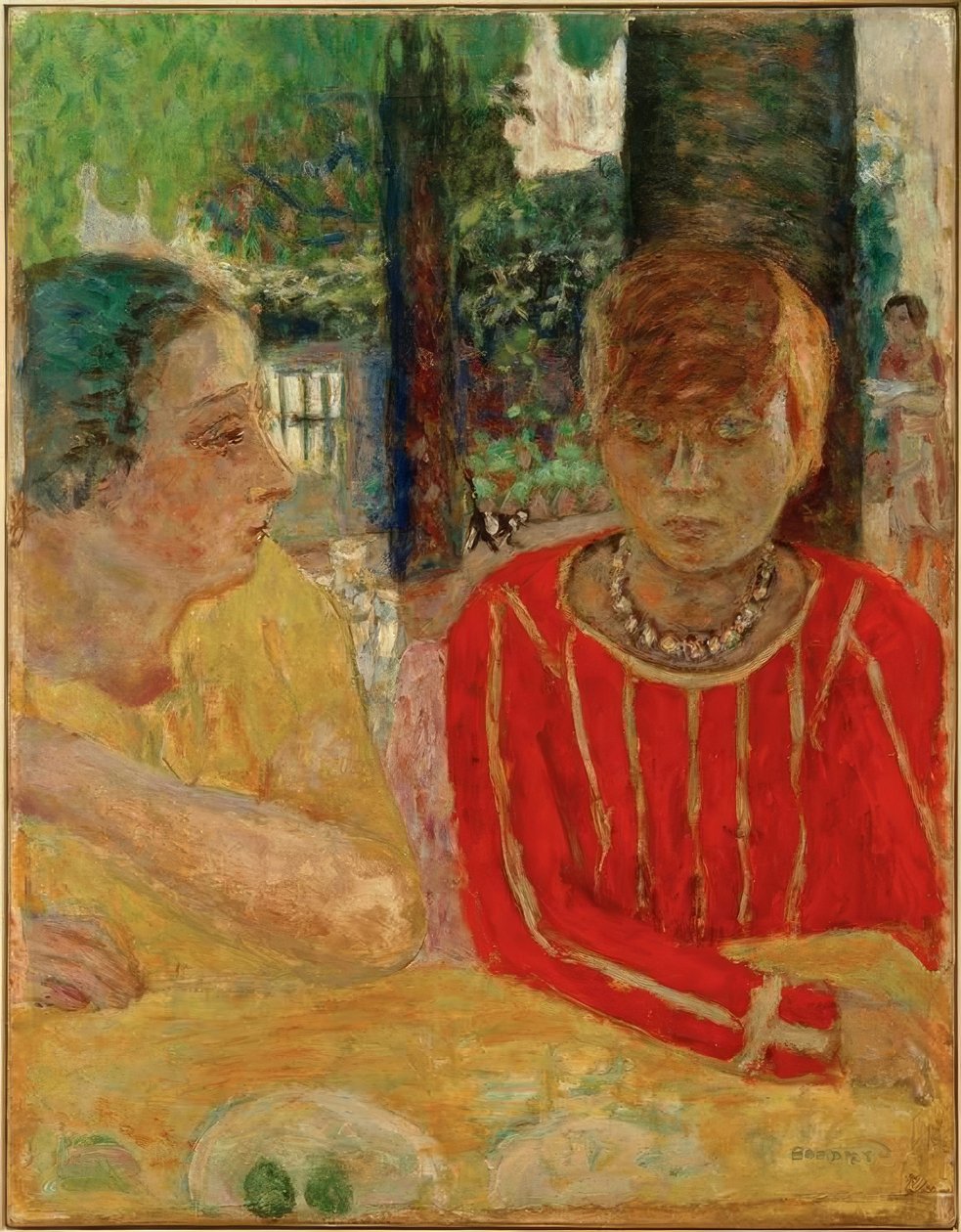 Reine Natanson y Marthe Bonnard con blusa roja de Pierre Bonnard